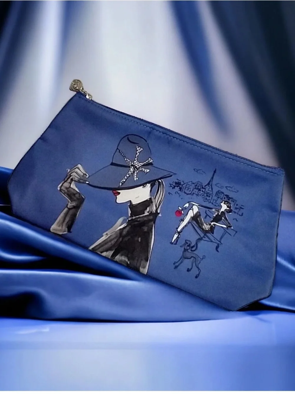 Lancome Lady In Paris /Poodle Purple Retro Hepburn-esq Cosmetic Bag